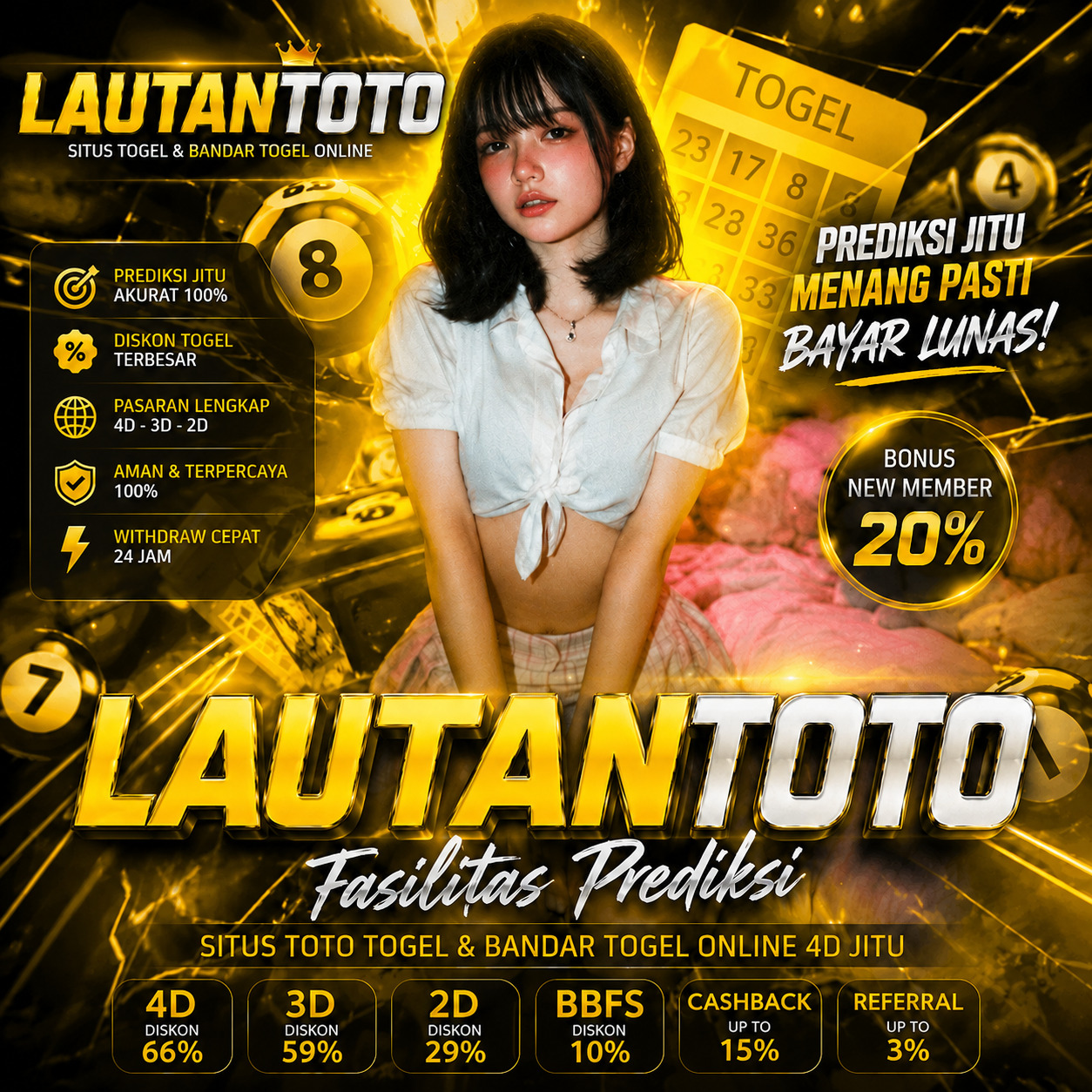Thumbnail 1 of 3, Poster, LAUTANTOTO - Fasilitas Prediksi Situs Toto Togel & Bandar Togel Online 4D Jitu designed and sold by LAUTANTOTO.